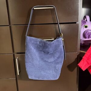 Chic Blue Suede Shoulder Bag